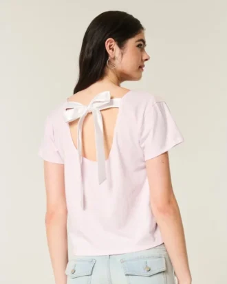 Easy Ribbon Tie-Back Floral Graphic Tee
