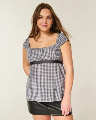 Easy Satin Tie Babydoll Top