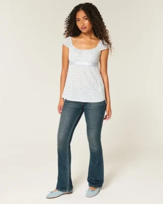 Easy Satin Tie Babydoll Top