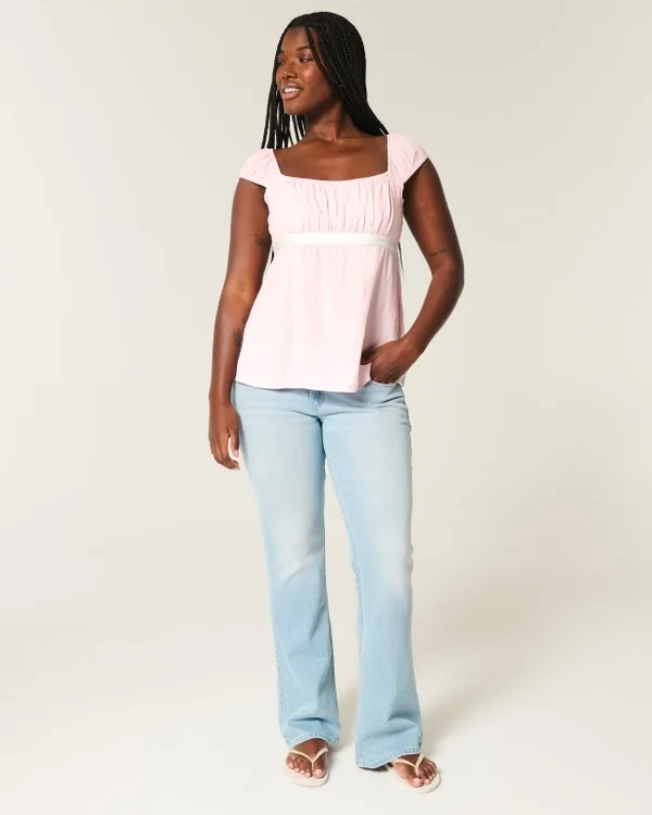 Easy Satin Tie Babydoll Top Easy Satin Tie Babydoll Top