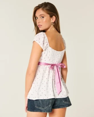 Easy Satin Tie Babydoll Top