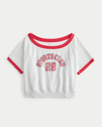 Easy Short-Sleeve Terry Fleece Graphic Sweatshirt