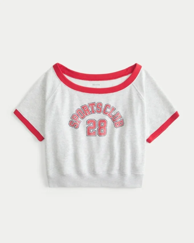 Easy Short-Sleeve Terry Fleece Graphic Sweatshirt