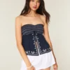 Easy Strapless Embroidered Babydoll Top Easy Strapless Embroidered Babydoll Top