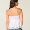 Easy Strapless Embroidered Babydoll Top Easy Strapless Embroidered Babydoll Top