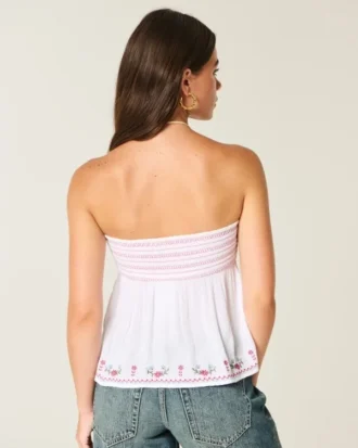 Easy Strapless Embroidered Babydoll Top