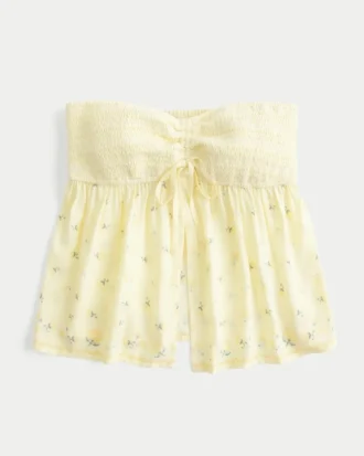 Easy Strapless Smocked Bust Babydoll Top