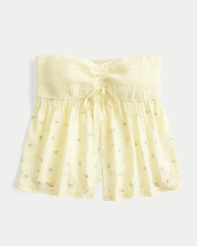 Easy Strapless Smocked Bust Babydoll Top Easy Strapless Smocked Bust Babydoll Top