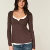Easy Tie-Back Henley Babydoll Top