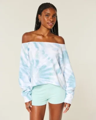 Easy Tie-Dye Double Off-the-Shoulder Sweatshirt Easy Tie-Dye Double Off-the-Shoulder Sweatshirt