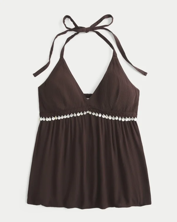 Embellished V-Neck Halter Tank Embellished V-Neck Halter Tank