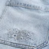 Embroidered Light Wash Skater Baggy Jeans Embroidered Light Wash Skater Baggy Jeans