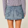 Embroidered Star Pocket Denim Mini Skort Embroidered Star Pocket Denim Mini Skort