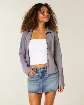 Embroidered Star Pocket Denim Mini Skort