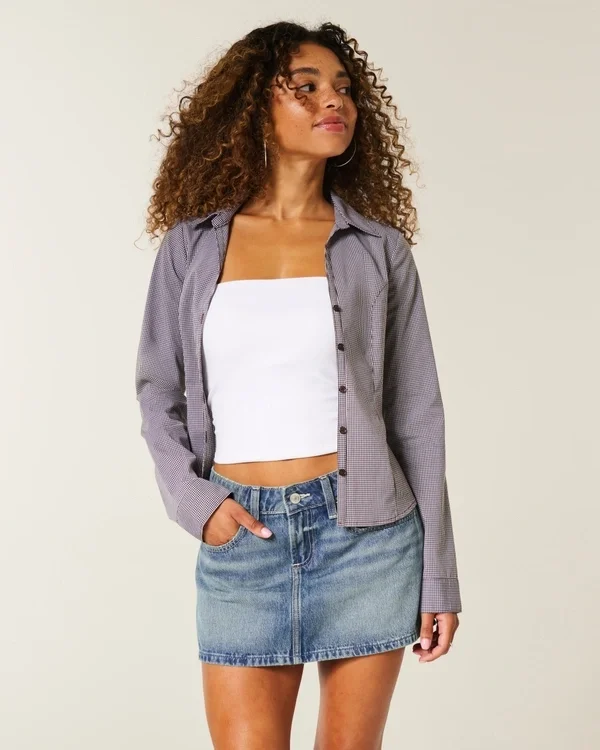 Embroidered Star Pocket Denim Mini Skort Embroidered Star Pocket Denim Mini Skort