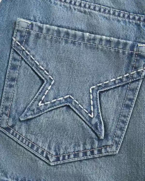Embroidered Star Pocket Denim Mini Skort Embroidered Star Pocket Denim Mini Skort