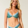 Embroidered Stitch Plunge Underwire Bikini Top
