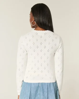 Eyelet Crew Cardigan