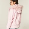 Faux Fur-Lined Bomber Jacket Faux Fur-Lined Bomber Jacket