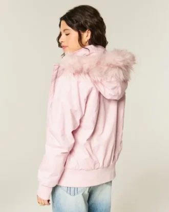 Faux Fur-Lined Bomber Jacket