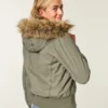 Faux Fur-Lined Bomber Jacket Faux Fur-Lined Bomber Jacket