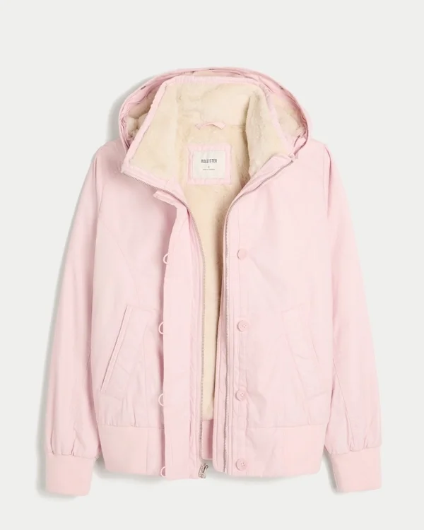 Faux Fur-Lined Bomber Jacket Faux Fur-Lined Bomber Jacket