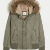 Faux Fur-Lined Bomber Jacket Faux Fur-Lined Bomber Jacket