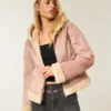 Faux Fur-Lined Faux Shearling Hoodie Jacket