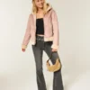 Faux Fur-Lined Faux Shearling Hoodie Jacket