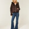 Faux Fur-Lined Faux Shearling Hoodie Jacket