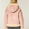 Faux Fur-Lined Faux Shearling Hoodie Jacket
