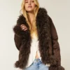 Faux Fur-Lined Faux Shearling Jacket