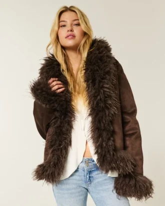 Faux Fur-Lined Faux Shearling Jacket
