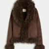 Faux Fur-Lined Faux Shearling Jacket