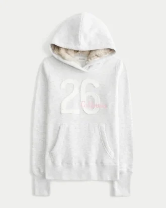 Faux Fur-Lined Hood Graphic Hoodie