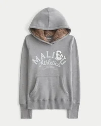 Faux Fur-Lined Hood Graphic Hoodie