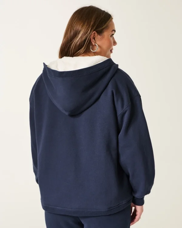 Faux Fur-Lined No-Close Fleece Cardigan Faux Fur-Lined No-Close Fleece Cardigan