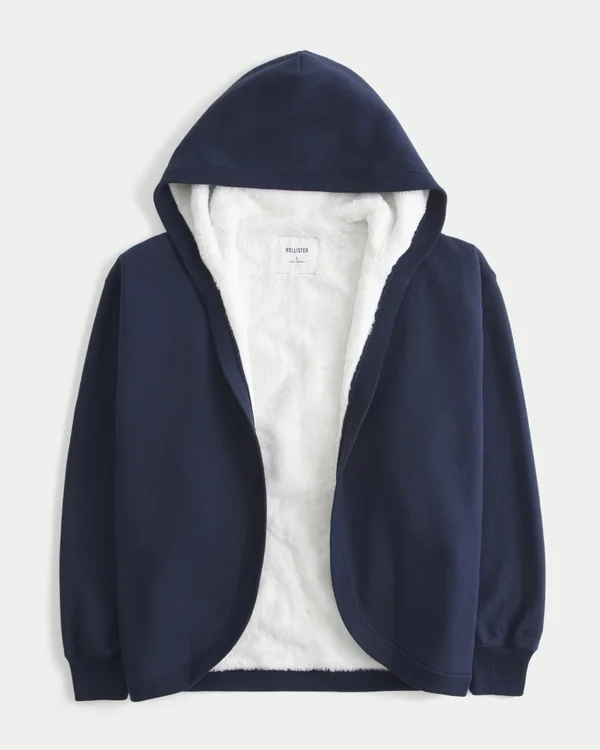 Faux Fur-Lined No-Close Fleece Cardigan Faux Fur-Lined No-Close Fleece Cardigan