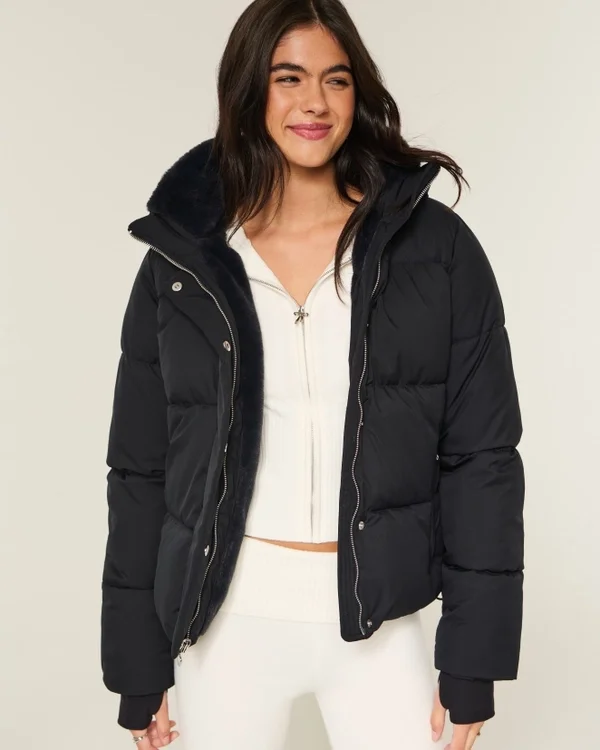 Faux Fur-Lined Puffer Jacket Faux Fur-Lined Puffer Jacket