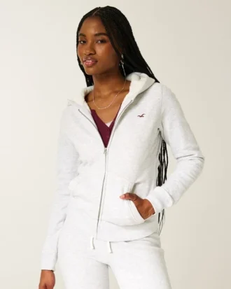Faux Fur-Lined Zip-Up Hoodie Faux Fur-Lined Zip-Up Hoodie