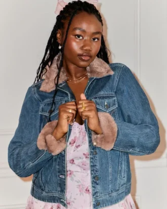 Faux Fur Trim Denim Jacket