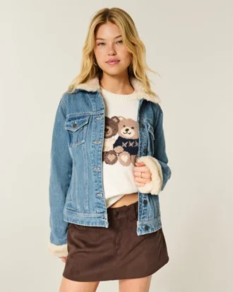 Faux Fur Trim Denim Jacket