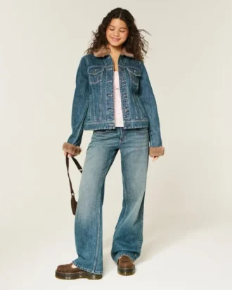 Faux Fur Trim Denim Jacket