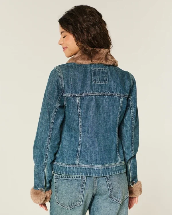 Faux Fur Trim Denim Jacket Faux Fur Trim Denim Jacket