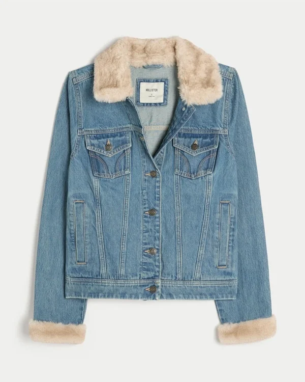 Faux Fur Trim Denim Jacket Faux Fur Trim Denim Jacket