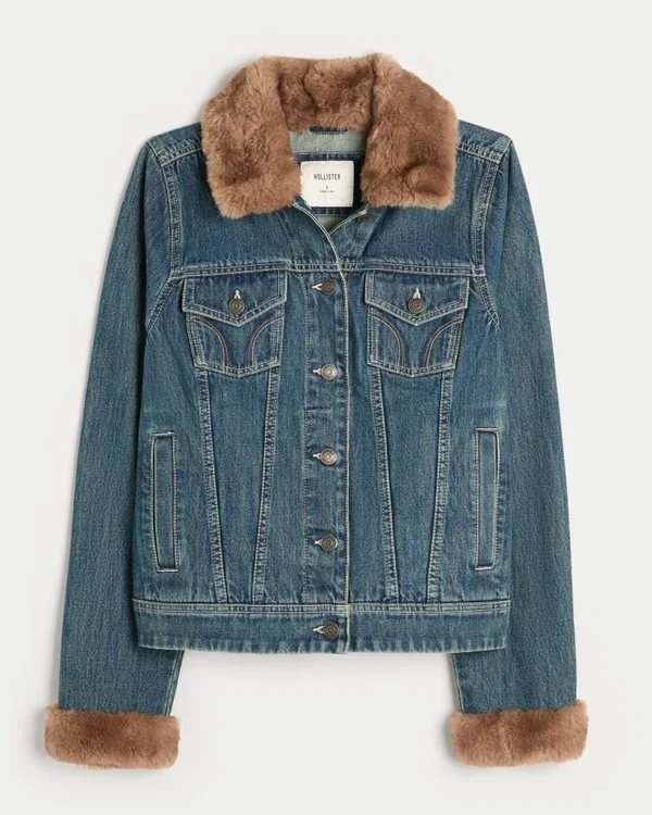 Faux Fur Trim Denim Jacket Faux Fur Trim Denim Jacket