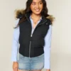 Faux Fur Trim Hooded Y2K Vest Faux Fur Trim Hooded Y2K Vest