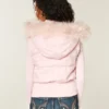 Faux Fur Trim Hooded Y2K Vest Faux Fur Trim Hooded Y2K Vest