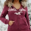 Faux Fur Trim Logo Graphic Zip-Up Hoodie Faux Fur Trim Logo Graphic Zip-Up Hoodie