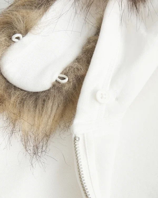 Faux Fur Trim Logo Graphic Zip-Up Hoodie Faux Fur Trim Logo Graphic Zip-Up Hoodie